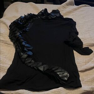 Elegant Black Ruffled Women's Top